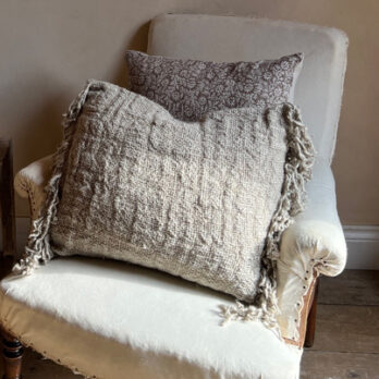 Natural woven tie back cushion