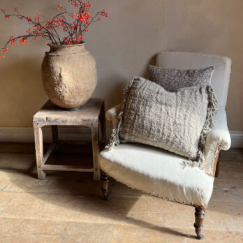 Natural woven tie back cushion