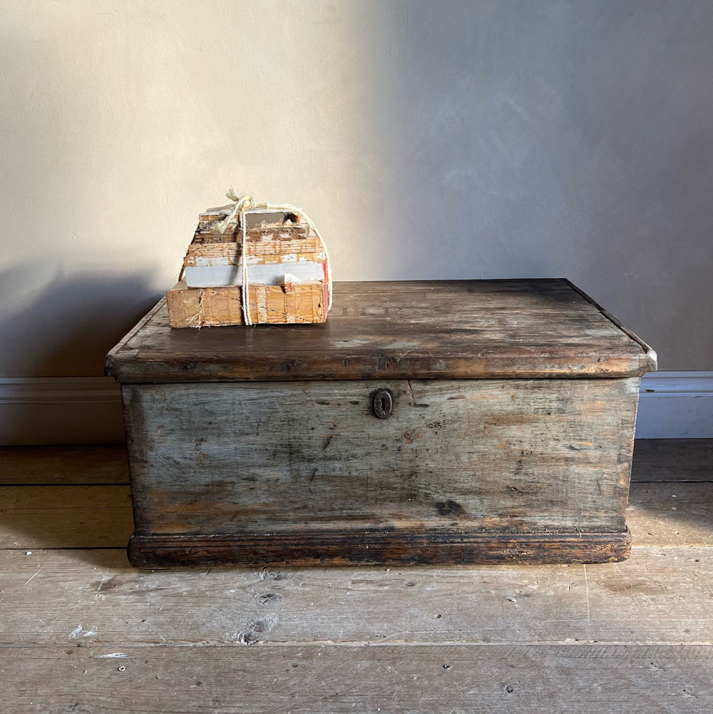 Antique Wooden Trunk | Pale Green