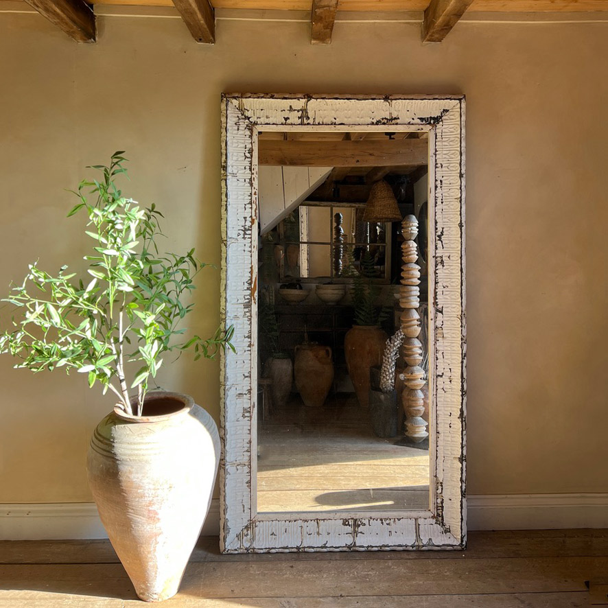 Full length American tin tile mirror