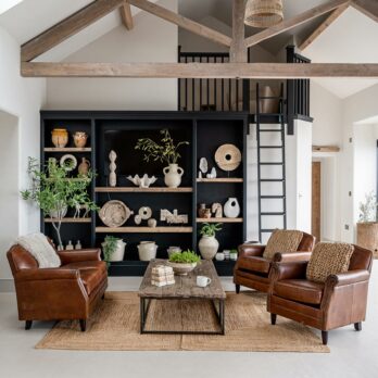 Leather Studded Front Club Chair