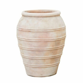 Large ridged terracotta urn