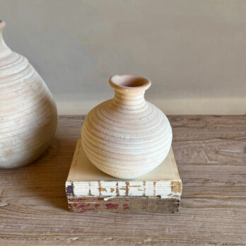 Terracotta ribbed small urn