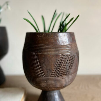 Vintage African Wood Vase | Small