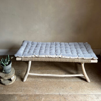 French Blue Stripe Bench Pad | 40 cm x 120 cm