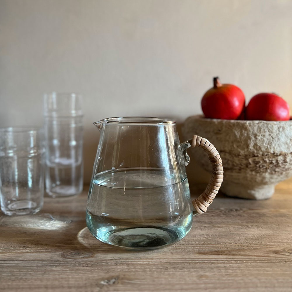 Bamboo Handle Glass Jug