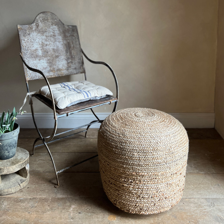 Natural Jute Round Pouf