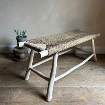 Rustic natural seagrass bench