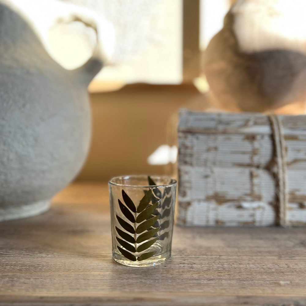 Glass Votive Leaf Small