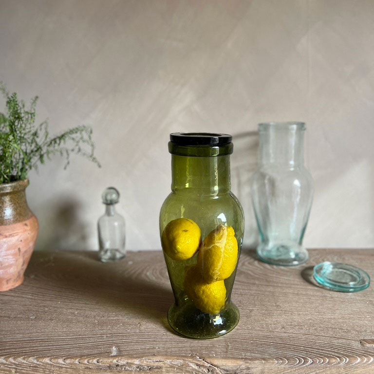 Hand blown Moroccan Jar | green