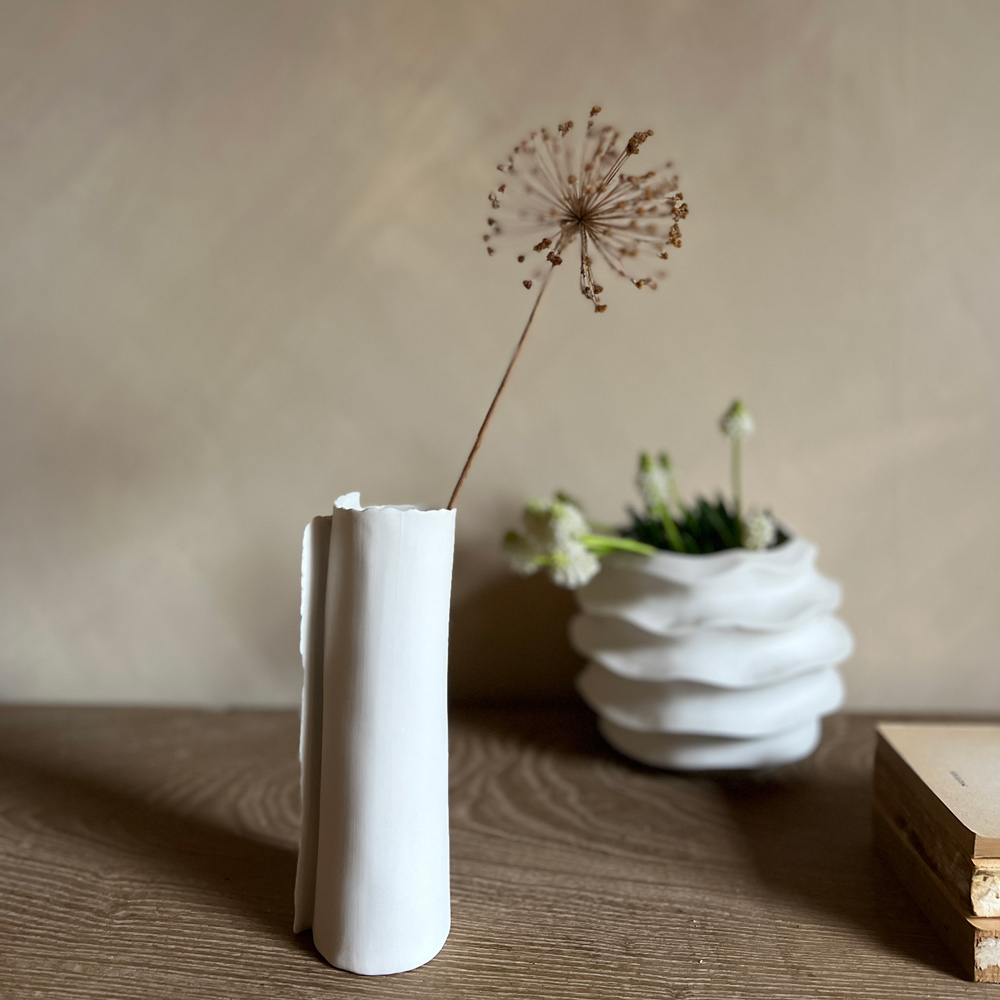 Norweigan Porcelain Vase | Scroll Tall