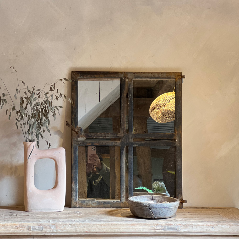 Antique iron window mirror | Bailey