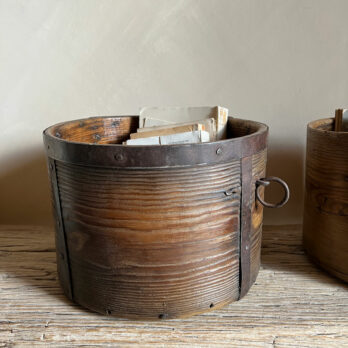 Antique wooden grain measure large