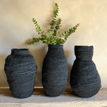 Large Black woven palm vase | Imani