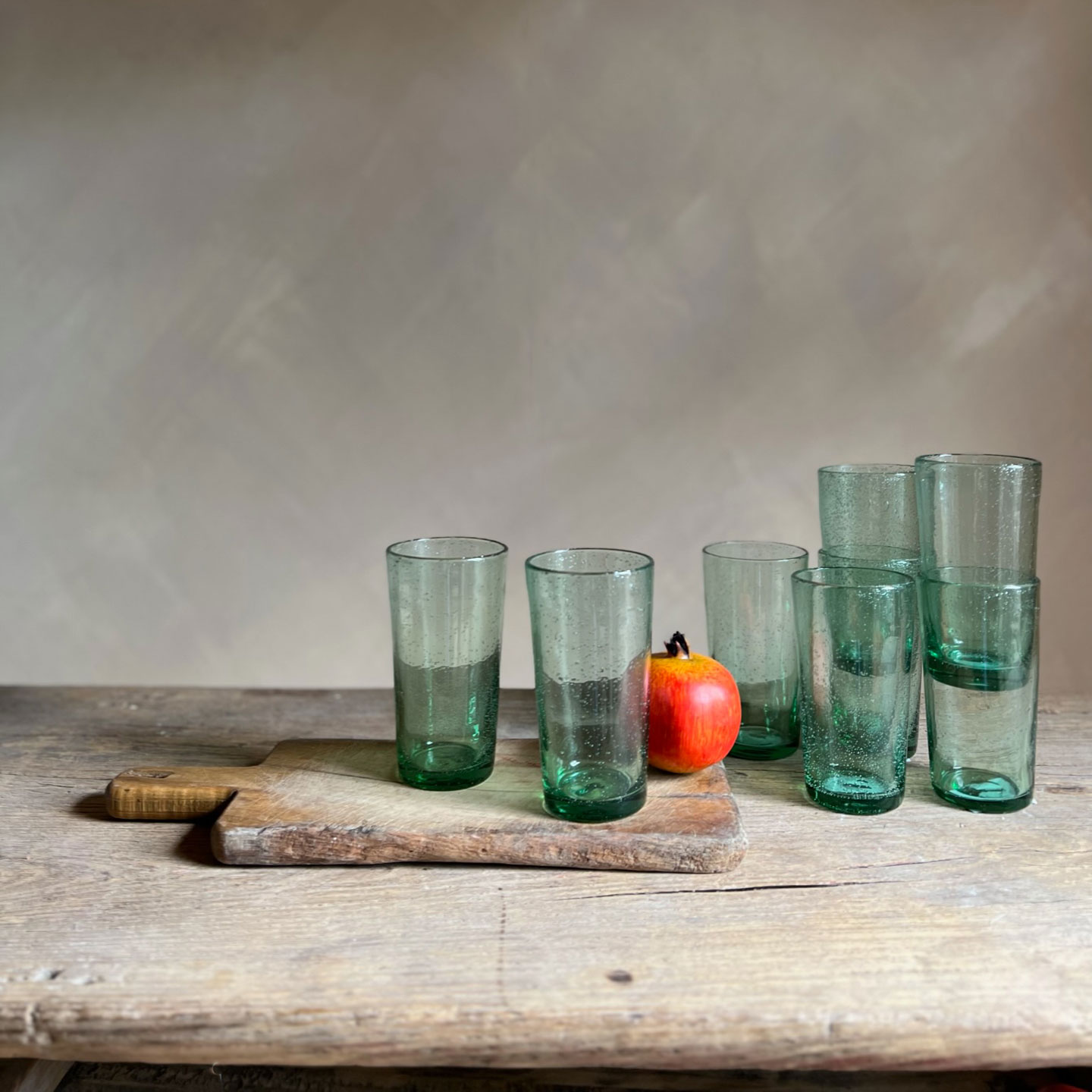 Large water glass with bubbles