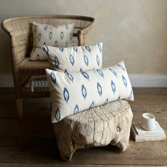 Neutral Ikat bolster cushion 30 x 60cm