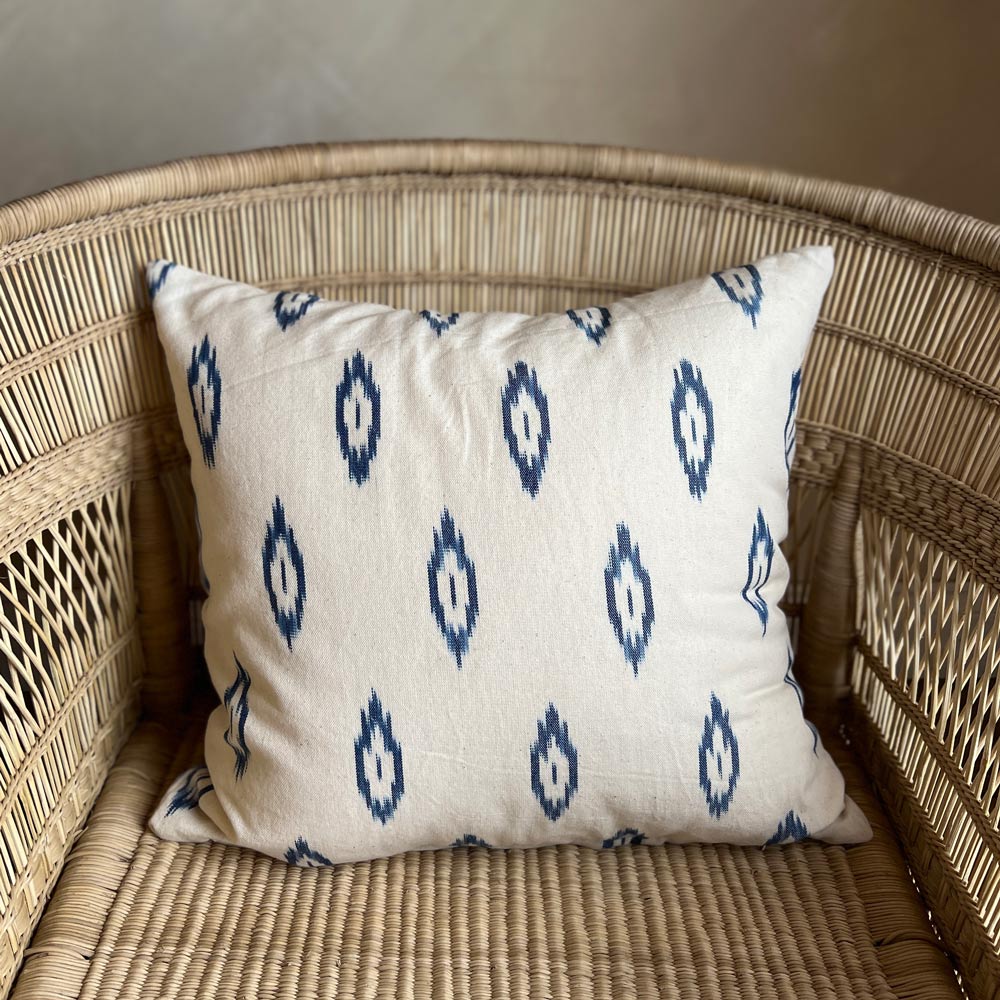 Neutral Ikat cotton cushion 45 x 45cm