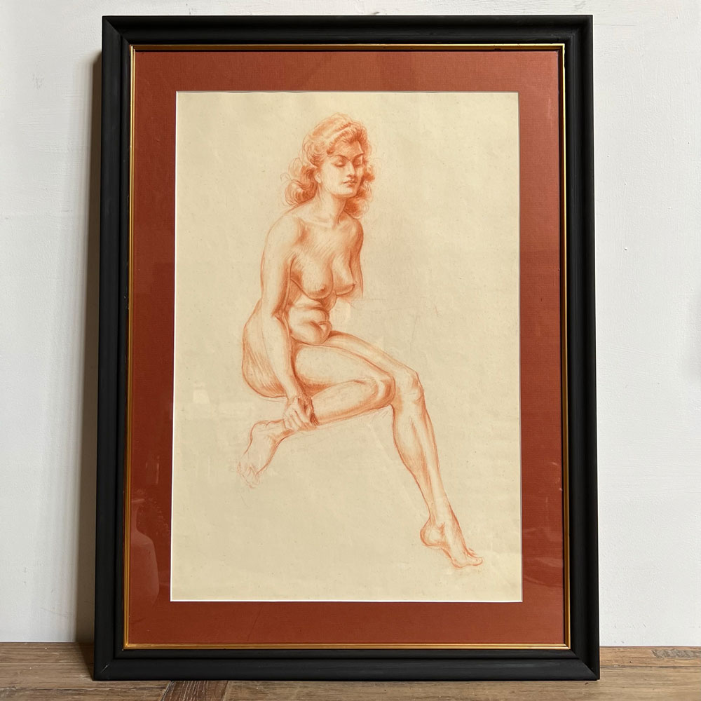Vintage Nude Pencil Drawing Susan