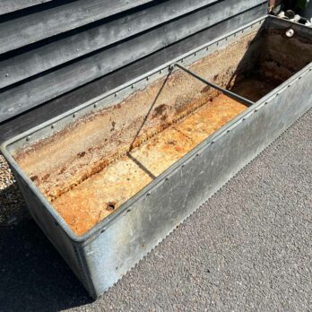 Vintage riveted trough planter | B