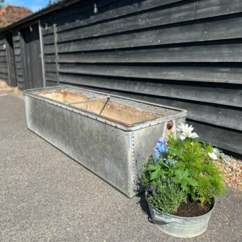 Vintage riveted trough planter | B
