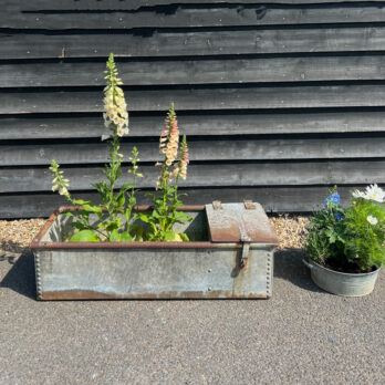 Vintage riveted trough planter | C
