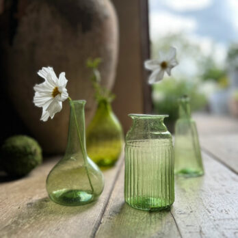 Ribbed Recycled Glass Vase Green