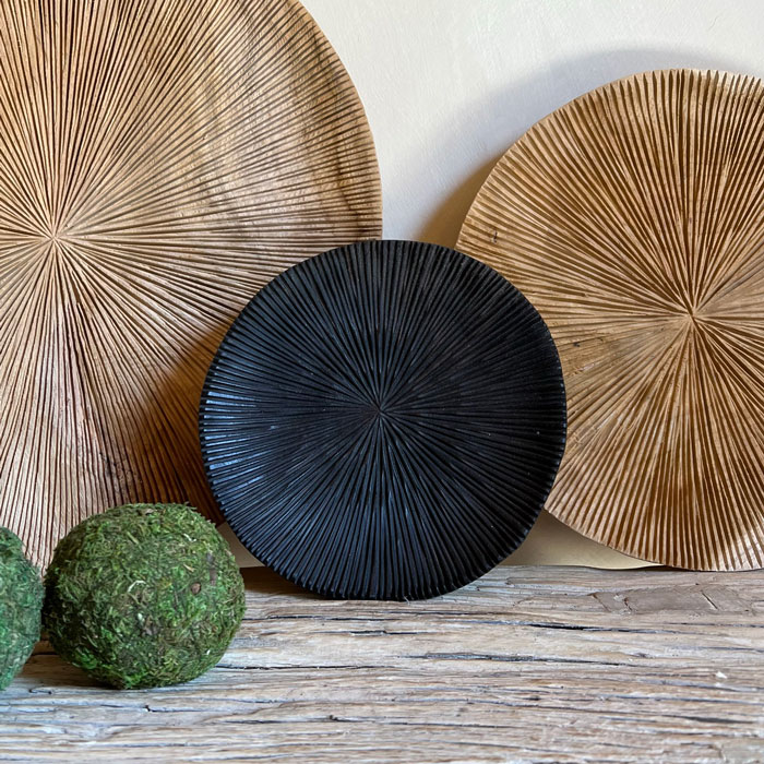 Black carved Teak Plate Small
