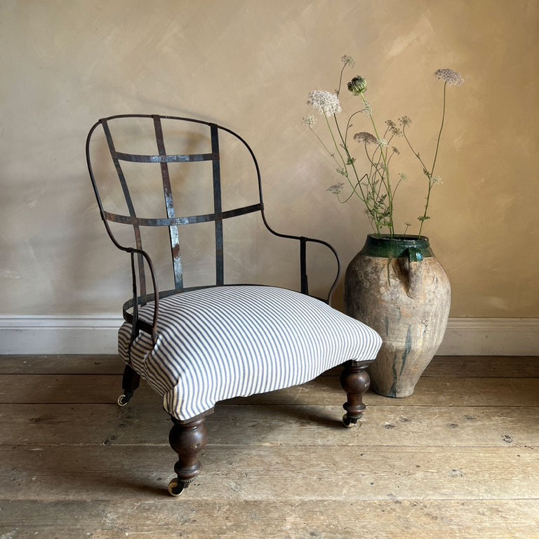 Antique Iron Back Armchair Sylvie