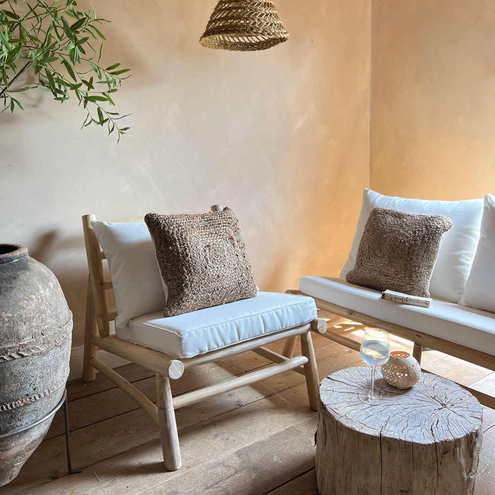 Teak branch outdoor armchair