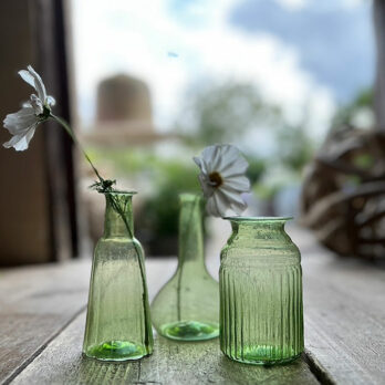 Ribbed Recycled Glass Vase Green