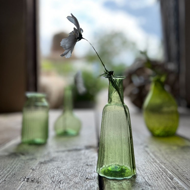 Tapered Recycled Glass Vase Green