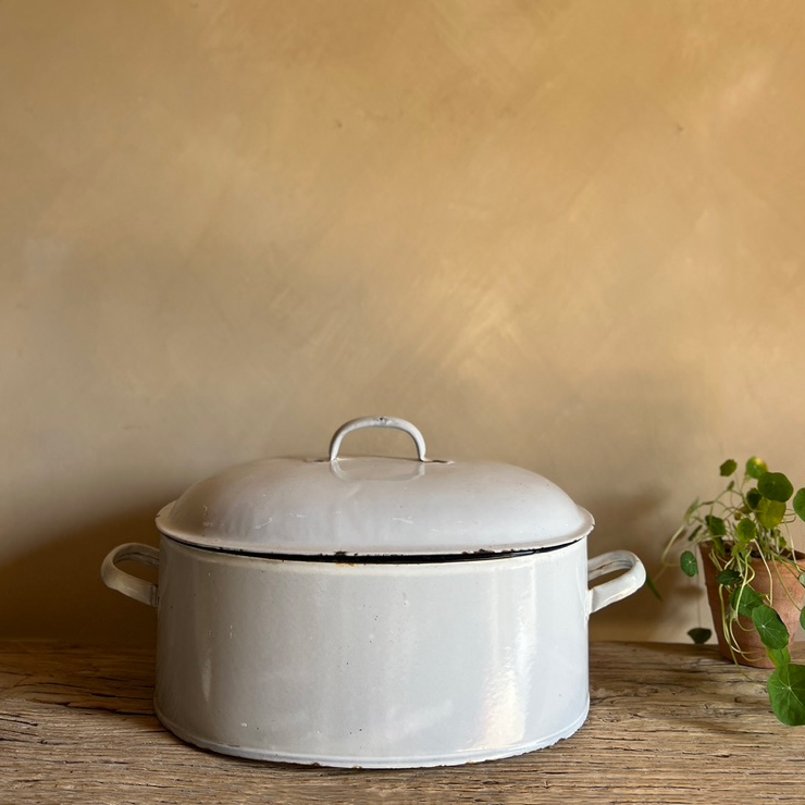 Vintage White Enamel Storage Tin