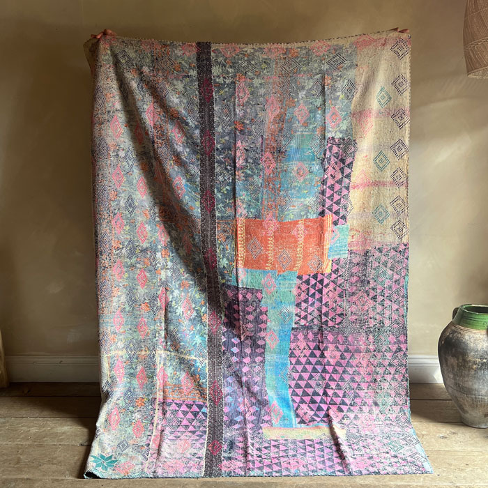 Vintage Handstitched Kantha Throw A