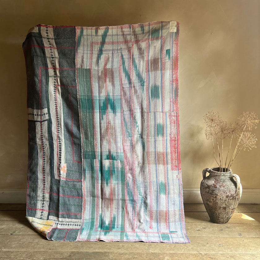 Vintage Handstitched Kantha Throw B