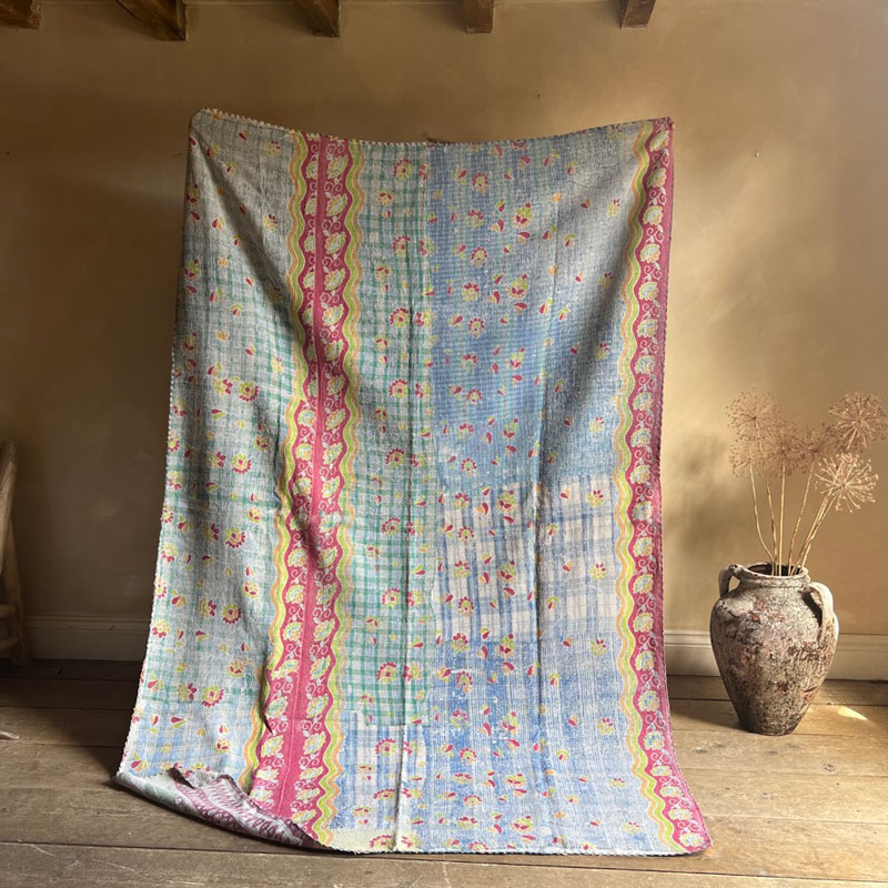 Vintage Handstitched Kantha Throw D