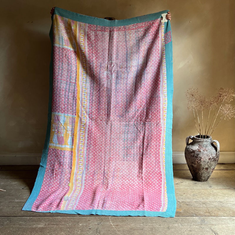 Vintage Handstitched Kantha Throw E