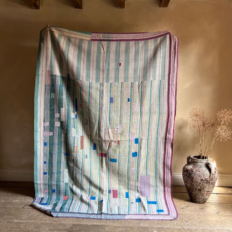Vintage Handstitched Kantha Throw G