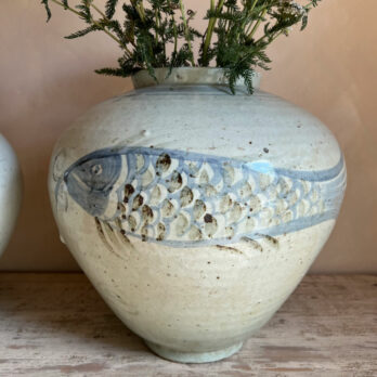 Handpainted Oriental Fish Pot