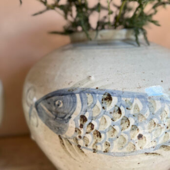 Handpainted Oriental Fish Pot