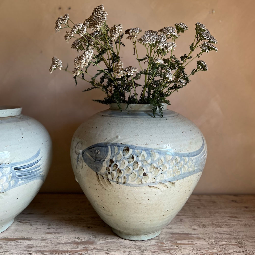 Handpainted Oriental Fish Pot