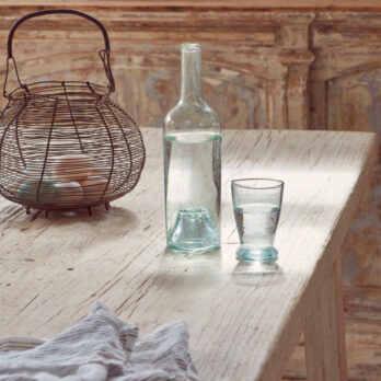 RECLAIMED WHITE ELM TRESTLE DINING TABLE