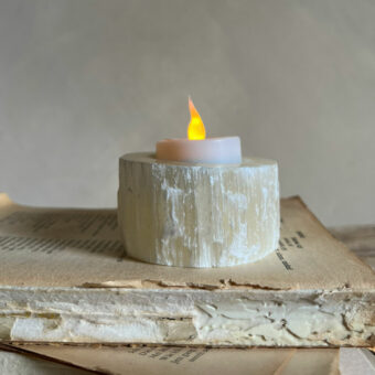 Selenite Small Tealight Holder Ivory