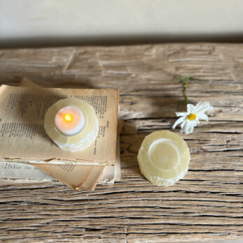Selenite Small Tealight Holder Ivory