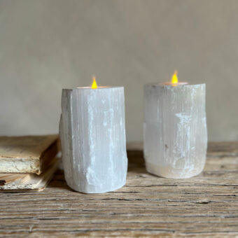 Selenite Tall Tealight Holder White