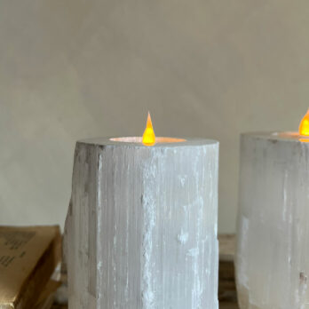 Selenite Tall Tealight Holder White