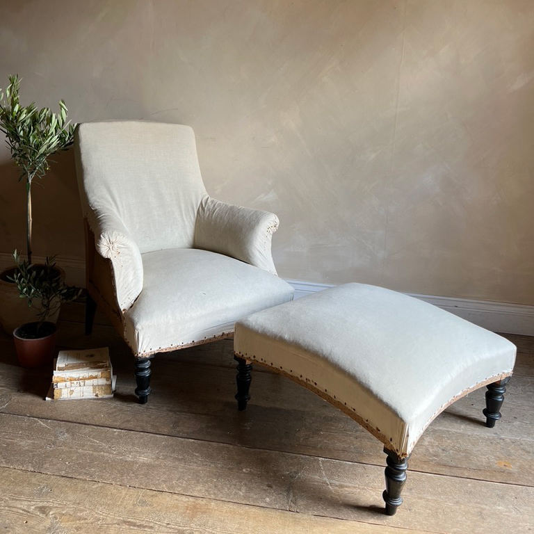Antique French chair with footstool | Felicite