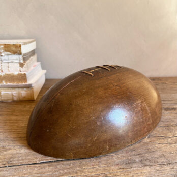 Wood decorative half rugby ball