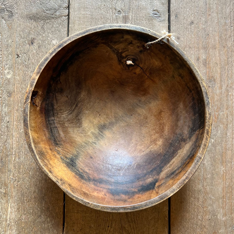 Antique wooden dairy bowl