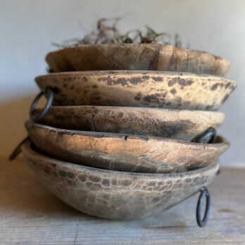 Rustic wooden vintage bowl handles