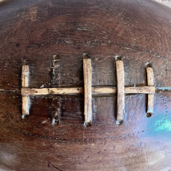 Wood decorative half rugby ball